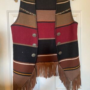 Striped Fringe Vest